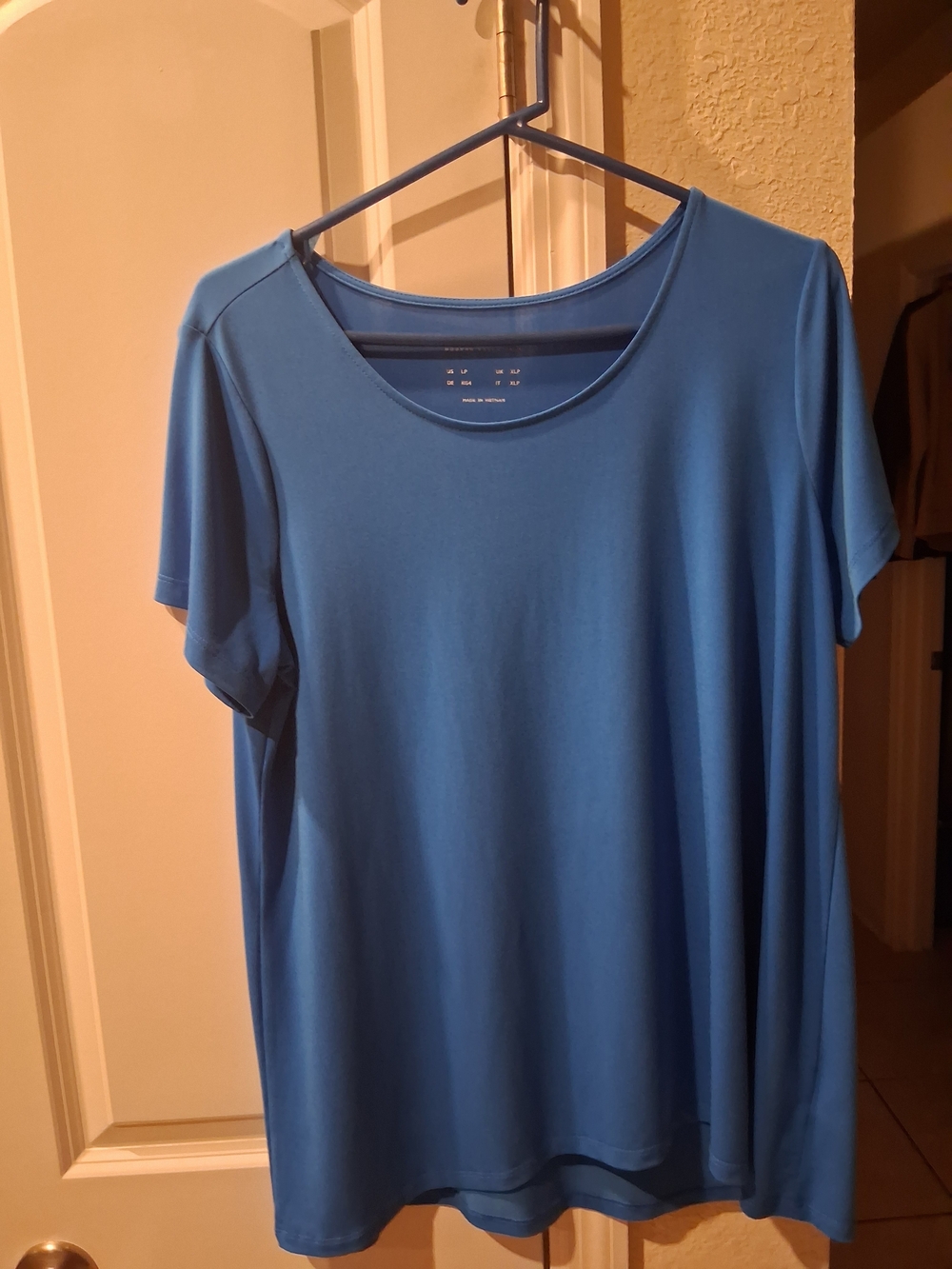 Susan Graver Soft Blue Short Sleeve Scoop Neck Top